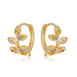 ARGOLA FOLHAS C/ ZIRCONIAS COLORIDAS