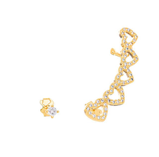 BRINCO EARCUFF CORAÇÕES C/ ZIRCONIAS + SOLITARIO