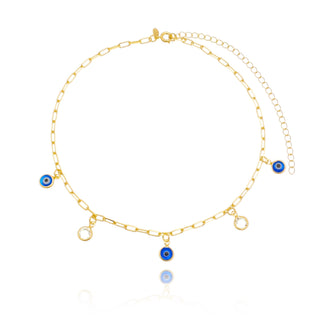 GARGANTILHA CHOKER C/ OLHO GREGO E PEDRAS