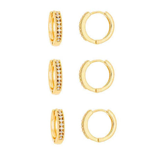 TRIO DE ARGOLINHAS C/ ZIRCONIA