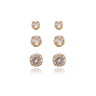 TRIO DE BRINCOS DE  ZIRCONIAS